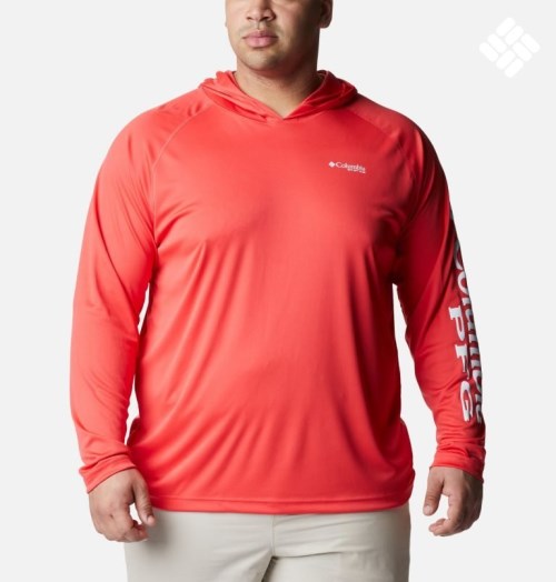 Men's Columbia PFG Terminal Tackle Hoodie Red | Plus Size CA-J4C6L